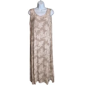 LA CERA Women's Beige Sleeveless Floral Tonal Maxi Dress Size M Euro Summer